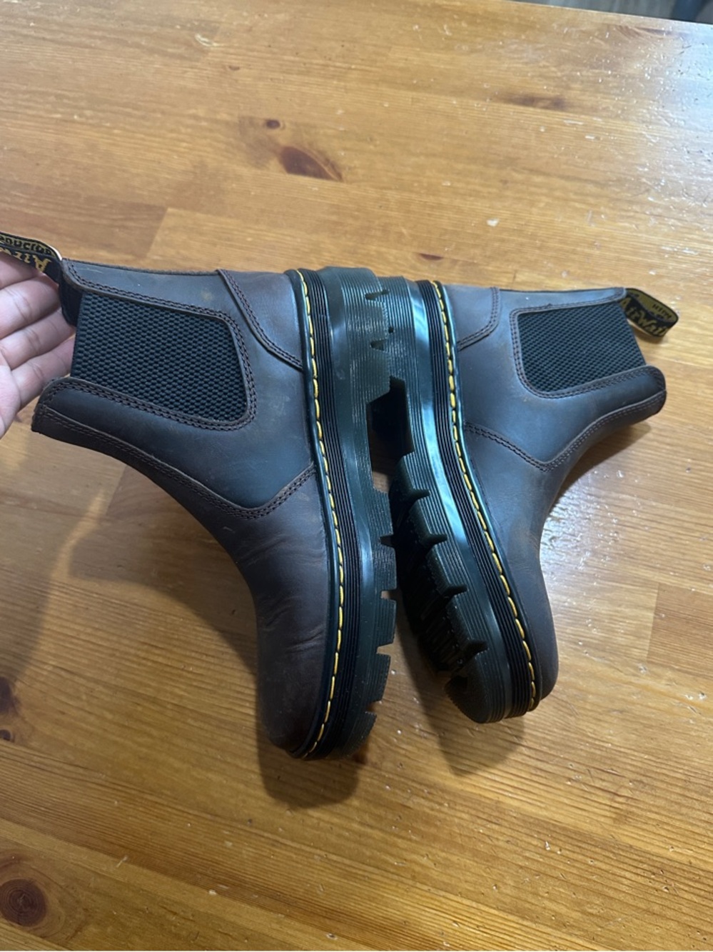 Dr. Martens Brown Leather Chelsea Boot with Yellow Stitching - Picture 9 of 10